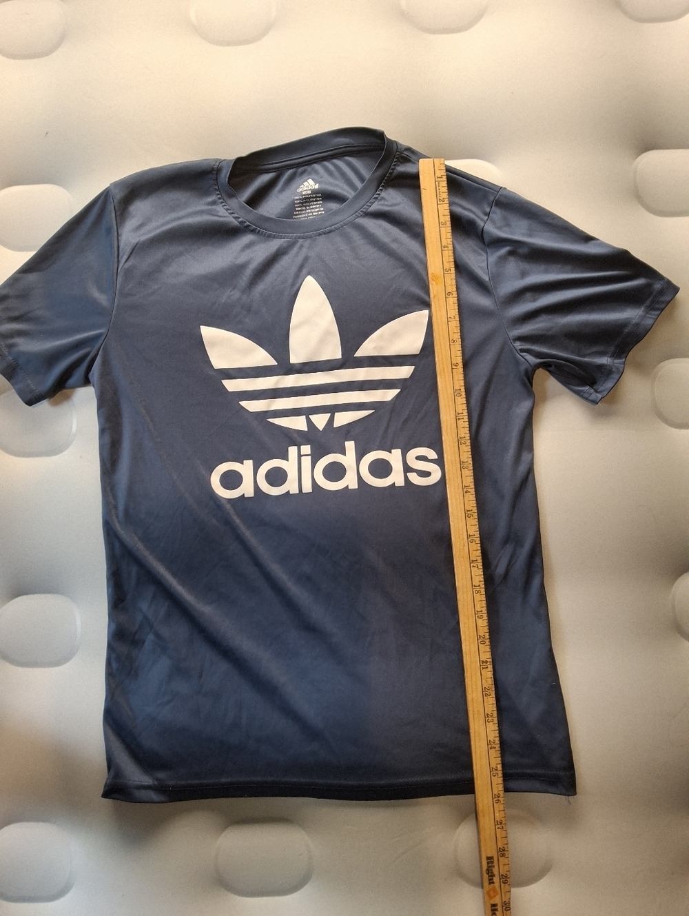 adidas Navy Short Sleeve Tee with White Label Detail